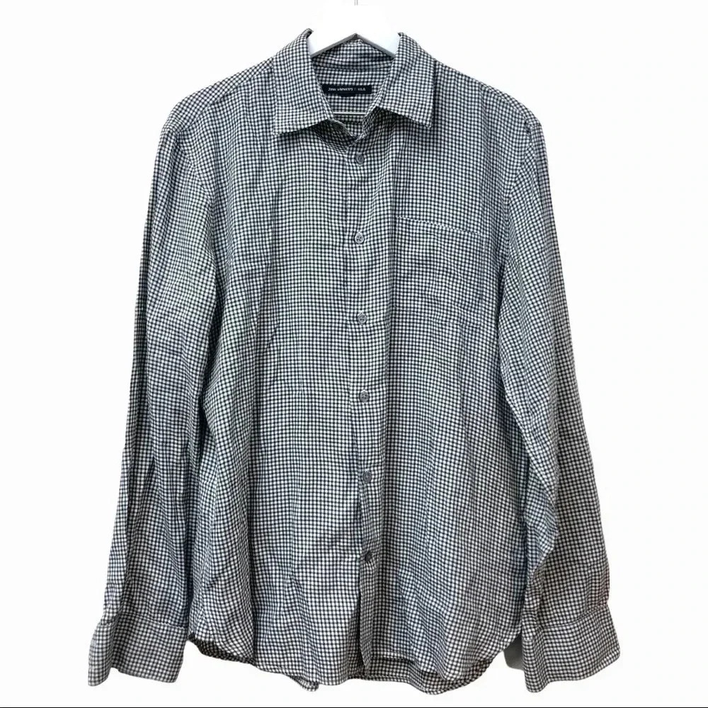 John VARVATOS black checkered button down‎ shirt